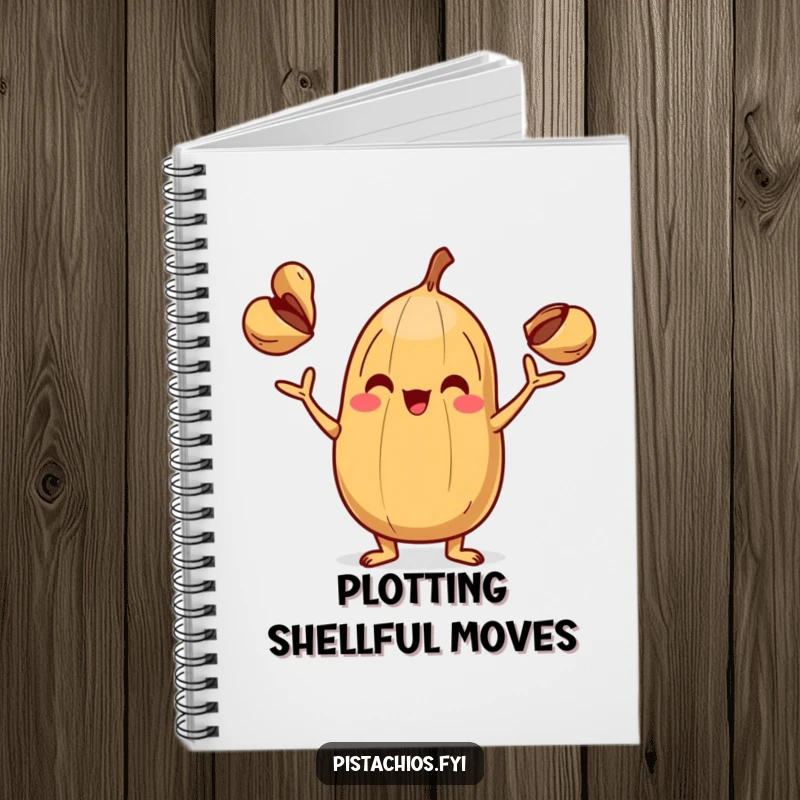 Funny Notebook: A playful nut character juggling three tiny shells, inspiring organized thoughts and creative writing.