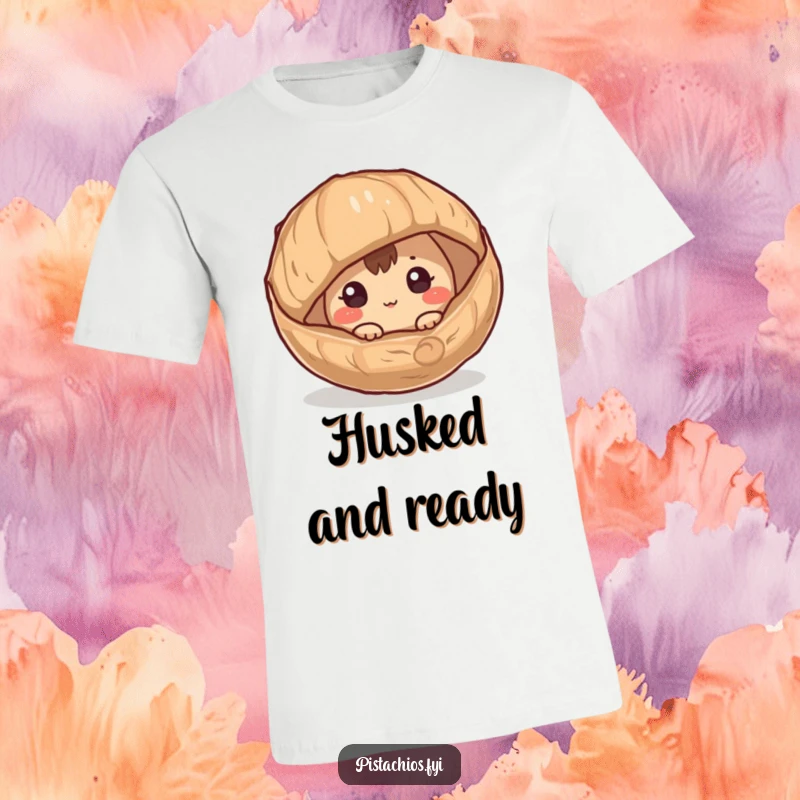 Funny Hazelnut T-Shirt: A charming hazelnut character with a curious expression peeking from its husk, a delightful and humorous graphic tee.