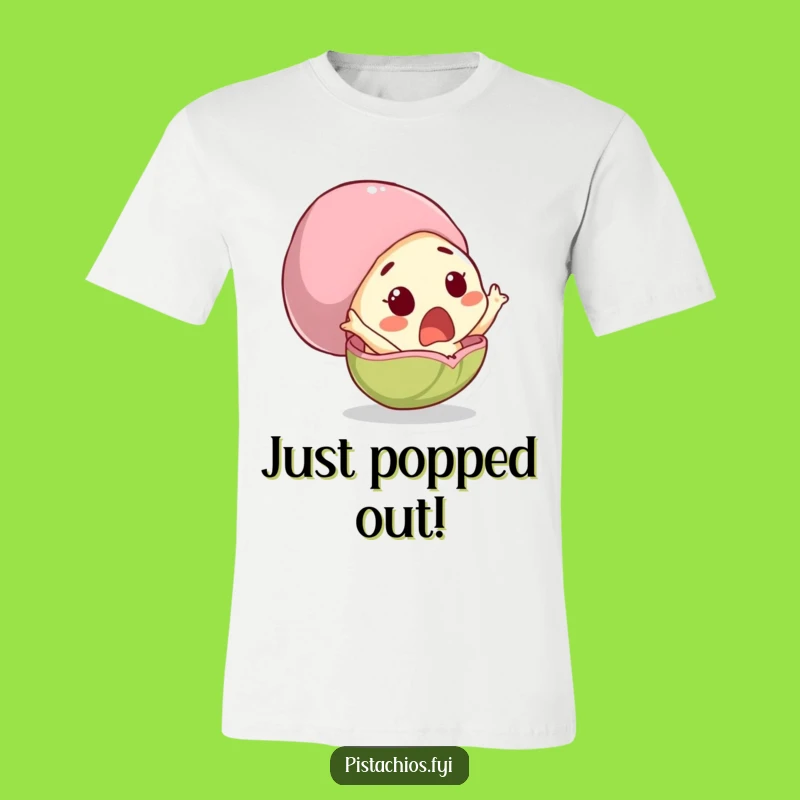 Funny Surprised Pistachio Leaping T-Shirt, Hilarious Nutty Character Design