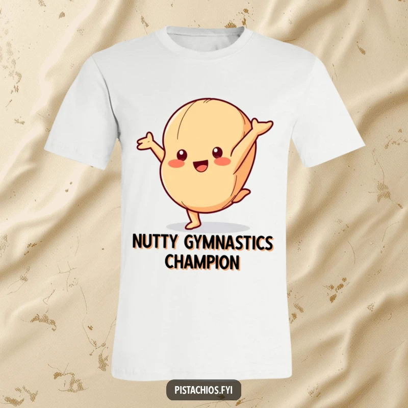 Funny T-Shirt: A Playful Macadamia Nut Character Hilariously Doing a Cartwheel with Enthusiasm.