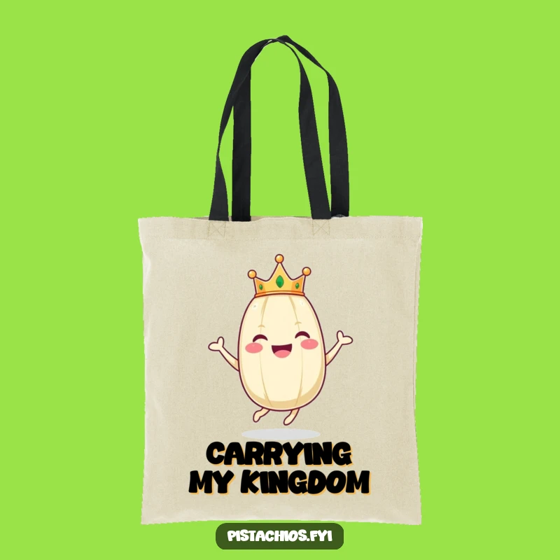Funny Crowned Pistachio Hop Tote Bag - Happy Character Accessory Gift