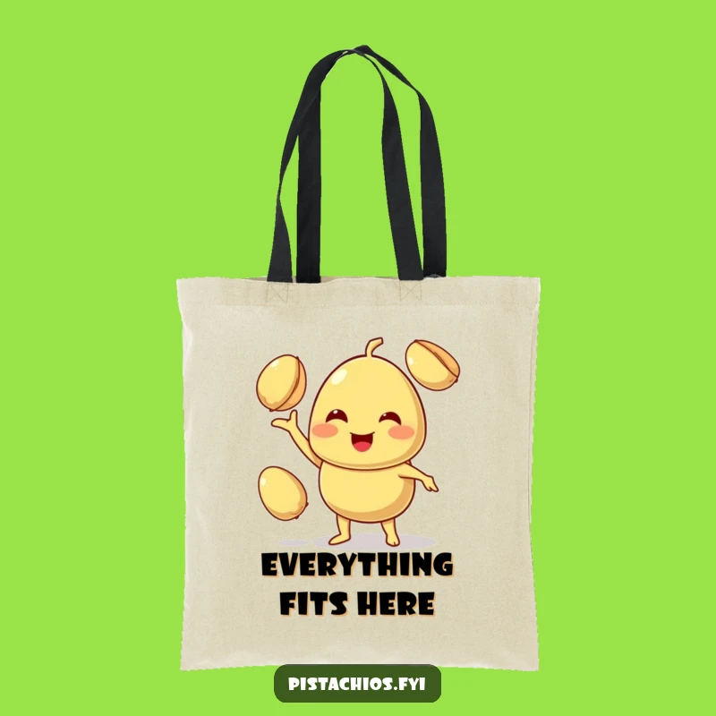 Funny Juggling Pistachio Tote Bag - Smiling Character Carryall