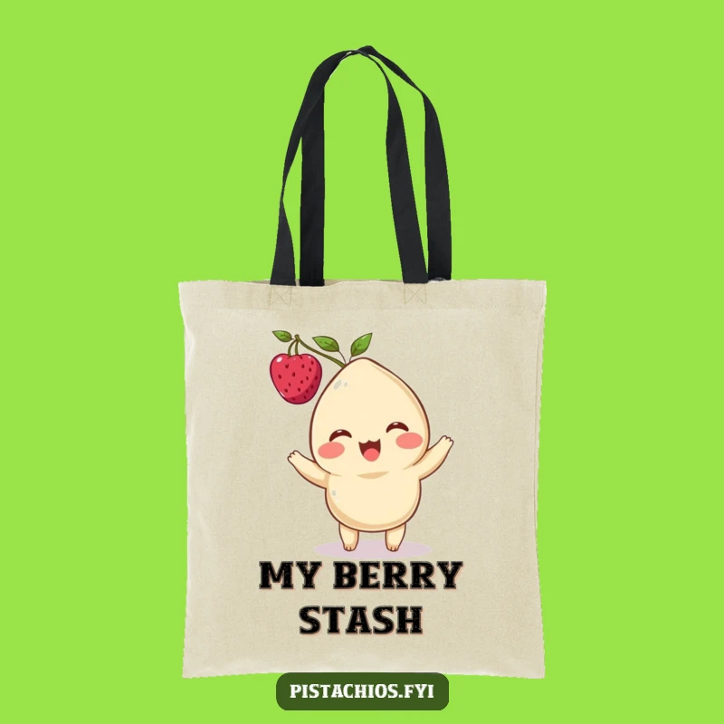 Funny Cashew Tote Bag: Delighted Berry Balancer, Whimsical Shopping Bag Gift