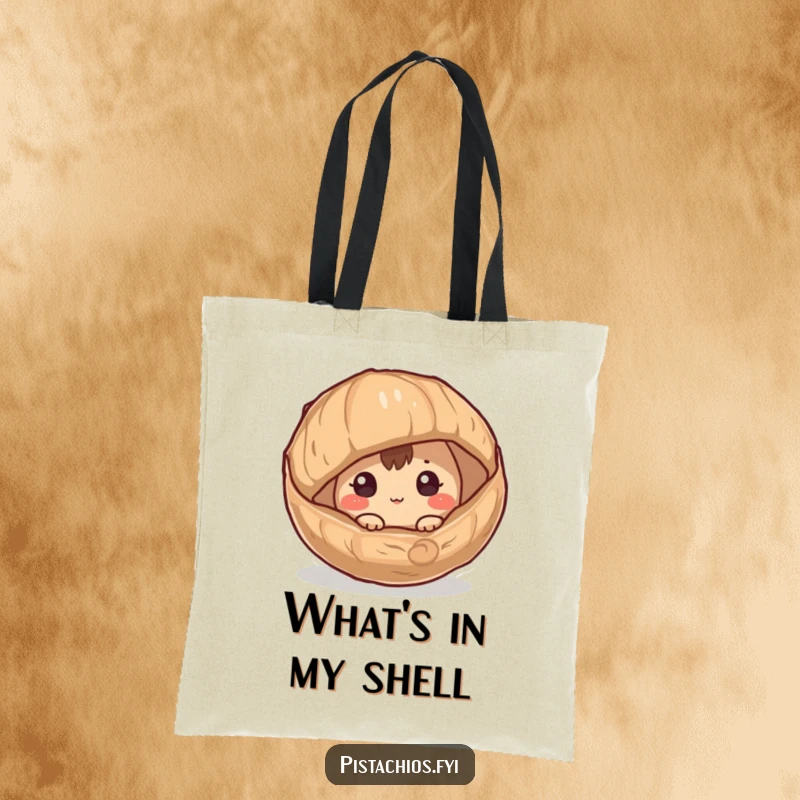 Funny Hazelnut Tote Bag: A curious hazelnut character peeking out of its husk, making this a practical and humorous tote for everyday use.