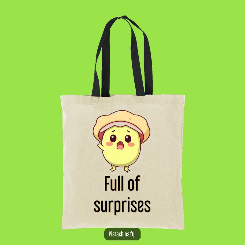 Funny Surprise Pistachio Pop Tote Bag - Delightful Carryall